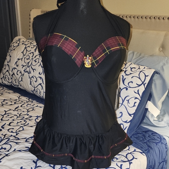 Hot Topic Black and Red Plaid One Piece Swimsuit - Picture 1 of 8